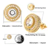 Boucles d'oreilles rondes en or rose 18 carats glacé pour femmes et hommes, boucles d'oreilles en zircone cubique, de luxe, designer220b