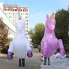Färgglada promenader Uppblåsbar enhörningskostym 3m vit/lila vuxen bärbar sprängning av djurmaskot unicorn kostymer för City Parade Party Show