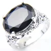 New Arrival-6 części/partia unikalna biżuteria imprezowa owalny czarny onyks kryształowy kamień rosja 925 Sterling Silver Plated USA Wedding Party Ring