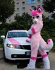 2018 Alta qualità hot ohlees immagine reale foto rosa Fursuit Husky Wolf costumi mascotte di halloween personaggio Testa fantasia costume da festa per adulti