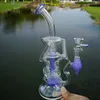 Double Recycler Dab Rig Water Pipe 10inch Turbine Perc Glass Water Bongs 14mm Female Fab Egg Wax Oil Rigs Smoking Hookahs Bong Bowl