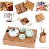 Natural Bamboo Nut Dried Fruit Box Bulk Food Storage Wooden Latticed Candy Plate Tray Sealed Multi-Function Party Snack Candy Box BH2289 ZX