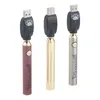 Mässing Knuckles Vape Batteri 900 650mAh Guld Trä Variabel spänningspenna med USB-laddare i presentförpackning för 510 trådkassetter