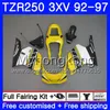 Kit For YAMAHA TZR 250 3XV YPVS TZR-250 92 93 94 95 96 97 245HM.9 TZR250RR RS TZR250 factory yellow 1992 1993 1994 1995 1996 1997 Fairing