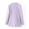 Três peças Set Mulheres Sólido roxo Topo e Shorts Casual Terno Blazer Casaco Outono Inverno Escritório Senhora 210427