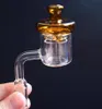 28mm Plana top Quartz Térmica Banger Prego Com Colorido UFO Vidro Bolha Carb Cap Para Dab Rig Tubo De Água De Vidro Acessórios Bong