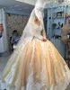 Sparkly Ball Gown Wedding Dresses Sheer Neck Sequins Beaded Tulle Long Sleeves Backless Wedding Gowns Plus Size Bridal Dresses HY4095