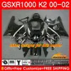 Zestaw do ciała OEM dla SUZUKI GSXR 1000 CC GSXR-1000 01-02 Przewody nadwozia 62NO.51 GSXR1000 K2 1000CC 2001 2002 2002 GSX-R1000 GSX R1000 00 01 02 Wtryskiwanie Formy Wróżki Rizla Blue