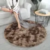 Nordic Style Bofa Bedside Carpet Långt hår Tie-Dye Rug Living Room Bedroom Mat Round Tjock Plush Variegated Carpet1