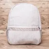 25 pezzi / lotto grigio grande borsa da scuola seersucker magazzino GA 8 colori strisce di cotone zaino classico morbido ragazza zaini personalizzati ragazzo DOMIL106031