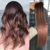 Remy человеческих волос двойной уток наращивание волос Balayage Ombre цвет #3 темно-коричневый выцветание розового золота Ombre цвет расширения