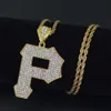 Hip Hop Letter P Diamonds Pendant Halsband för män Alloy Capital Luxury Halsband Rostfritt stål Kubanska kedjor Älskar smycken 5234288