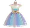 Baby Mädchen Kleider Mädchen Schleife Prinzessin Kleid Tüll Formelle Partykleider Tanz Boutique Tunika Kleid Pailletten Regenbogen Ballkleid Kleider C7221