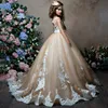 2020 New Cute Flower Girl Dresses For Weddings Ball Gown Tulle Appliques Lace Beaded Long First Communion Dresses Little Girl