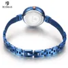 Ruimas Women's Simple Analog Blue Watches Luxury Top Brand Quartz Watch Ladies Woman Water Resistant Wristwatch Relogio Girl 330y