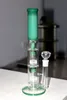 Nouveaux Bangs en verre à double refusion Narguilés 15 pouces Emerald Big Bong Oil Dab Rigs Conduites d'eau avec Ice Pinch Straight Tube Fumer Outil