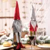 Pernas longas boneca sem rosto decoração de natal para casa garrafa de vinho tinto capa garrafa envoltório topper chapéus santa roupas casa decor216b