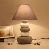 Modern Ceramic Table Lamp Fabric Shade Creative Cobblestone Light Hotel Living Room Study Bedside Fashion Porcelain Lighting