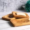 Natural Bamboo Wood Soap Dish Storage Holder Bathroom Round Drain Soap Box Rectangular Square EcoFriendly Wooden Soap Tray Holder3207364