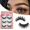 3D False Eyelashes Natural Long Thick Tapered Eyelashes with Packing Boxes Pink 3 Pairs High Quality