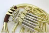 Gratis frakt Margewate Ny ankomst Mässing Vindinstrument Guldlack Dubbelrum 4 Key Slit French Horn FB Key B / F Ton med munstycke