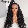 Luźna peruka fali koronkowe przednie ludzkie peruki włosy 360 koronkowa frontalna peruka falowa Virgin Remy Peruvian Hair Wcześniejsza