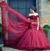 Последняя красная возлюбленная с плечевой съемной юбкой длинный хвост свадебные платья Пакистанское платье с 3D цветами