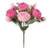 Alta qualidade casamento artificial flores rosas buquê para decoração de casamento 30cm longa 9 cabeças rosa buquê