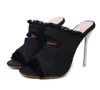 プラスサイズ35~40 42 42ブルーデニムクロスクリスタルハイヒール高級デザイナーヒール女性靴