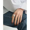 Bague en argent Sterling S925 de Style coréen, bague Fine ancienne Simple et assortie avec tout, pour étudiante, argent 18 carats, Gold304e