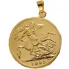 P09COIN PENDANT 1902 Edward VII Sovereign London Mint Luster Superb Gold Plated Fashion JewelryDiameter22mm164f