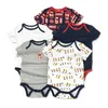 5 pcs / lot baby rompers 2020 Kortärmad 100% bomull Overells Nyfödda kläder Roupas de Bebe Boys Girls Jumpsuitclothing