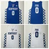 Kentucky Wildcats 0 De'aaron Fox College Koszykówka Koszulki 3 Edrice Adebayo Koszulka University Jersey White Blue