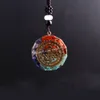 10pcs Orgone 7 Chakra Protection Pendant le Reiki Charged guérison Polygon ronde Orgonite Pendentif long Collier avec résine, cristal de quartz Chips