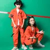 Kids Hip Hop Dance Costumes for Girls Boys Ballroom Dancing Cloth Suits Broek Korte mouw Jas Jas Jazz Kleding Dancewear