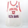 VLADE DIVAC＃12 KK CRVENA ZVEZDA ROJA BEOGRADホワイトバスケットボールジャージーメンズエド任意の番号名