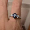 Romantic and lovely natural sapphire born in standard Sterling Silver Bridal Princess Wedding Engagement Ring Size 6-10226k