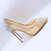 Hot Sale-fashion women pumps Nude Mesh strass Rhinestone pointed toe high heels sandals shoes boots bride wedding pumps 120mm 100mm