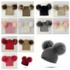 Ins hiver enfants chapeaux fourrure Pom Pom boule chapeau fille garçon laine bébé casquette tout-petits enfants tricot bonnet chaud chapeaux cadeau de noël RRA2578