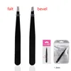 1.2mm Bevel Stainless Steel Black Eyebrow Clip Pincezers Dressing Eyebrow Clip Makeup Eyebrow Clip Beauty Tool 50 st