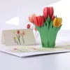 Романтический 3D Pop Up Card Тюльпаны Цветы Поздравительная открытка на День матери День рождения День святого Валентина творческие подарки