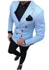 All Loved Peak Lapel Groomsmen Double-Breasted Groom Tuxedos Men Suits Wedding/Prom/Dinner Best Man Blazer(Jacket+Tie+Pants) 028