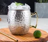 Moscow Mule Mok Roestvrij staal Bier Cup Rose Goud Zilveren Koper Mok Gehammered Copper Geplated Bar Drinkware Drank Mokken Cocktail Glass