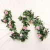 Tea Rose Vine 240 centímetros Rose Rattan corda do partido casamento da videira do tecido de seda artificial Tea Rose Home Quintal Garland Decor Festival Tea