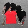 16 Disegni Maglietta estiva in cotone per ragazzi vestiti casual per bambini abbigliamento tatuaggio stampa manica lunga magliette bambino bambini top tee1358370