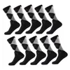 Letsbuy 10 paar / partij heren sokken Effen kleur Katoenen sokken Argyle Pattern Crew for Business Dress Casual Funny Long