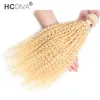 613 Blond Human Hair Weaing 10 Bundlar / Lot Brasiliansk Virgin Rak Body Deep Curly Water Wave Hair Extensions Partihandel Billiga Pris 1kg