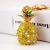 3d ananas forme porte-clés coloré strass alliage fruits pendentif métal homard fermoir porte-clés mode voiture porte-clés porte-clés 3pcs / lot