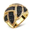 Hip Hop Micro Pave Rhinestone Iced Out Bling Gold Color Ring Anillos de roca de cristal de alta calidad para hombres Joyería Z3N988