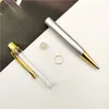 Geschenkstift zum Selbermachen, leerer Schaft, Kugelschreiber mit silberfarbenem, goldenem Teil, blau-schwarzer Tinte, besonders luxuriöser Stift